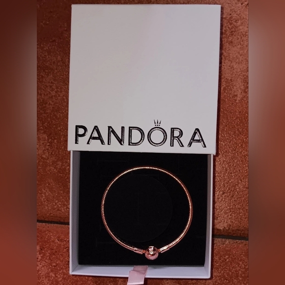 Pandora 14k Rose Gold Plated Mesh Bracelet. - Picture 7 of 8